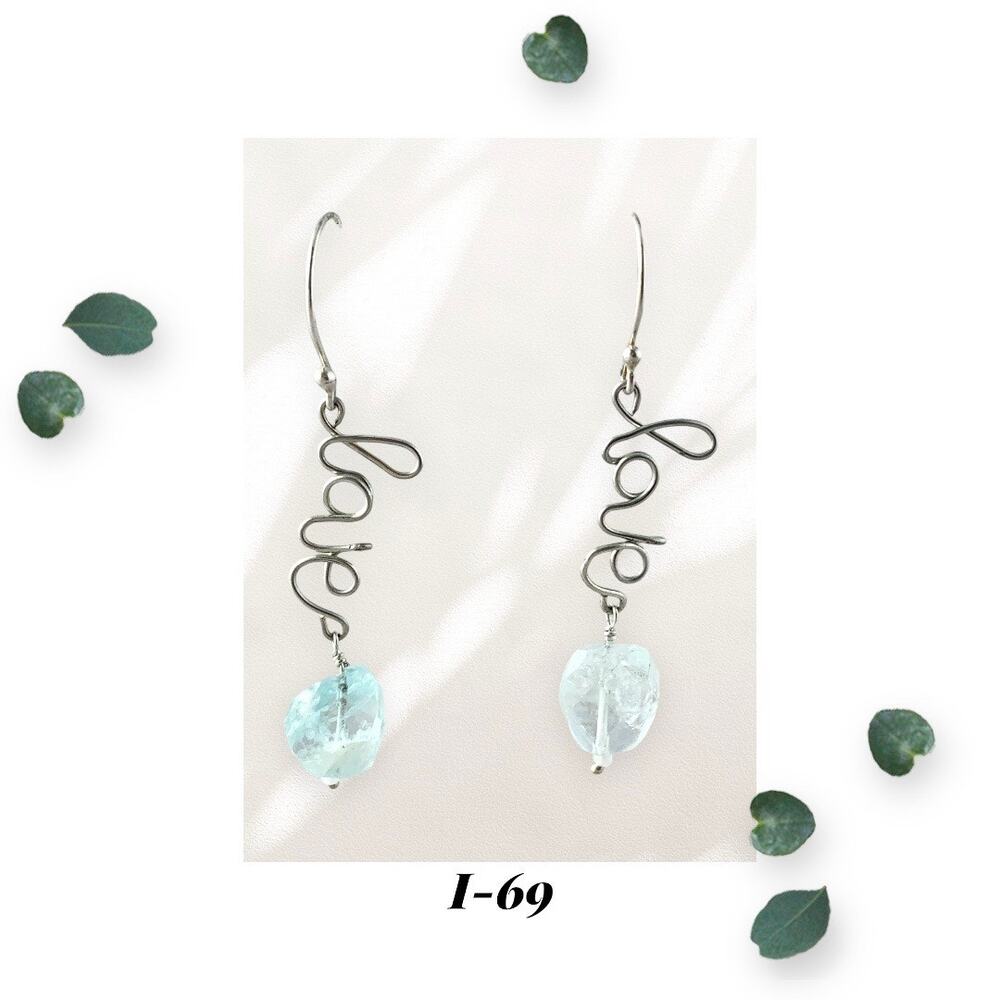 Love Sterling Silver - Aquamarine Rainbow Inclusion Gemstones - March Birthstone